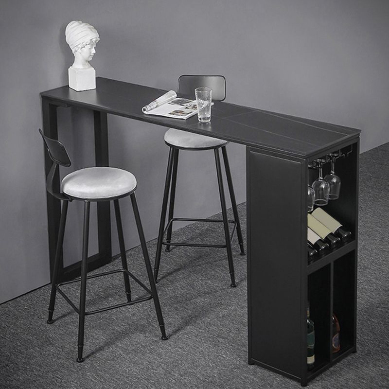 Modern Rectangle Bar Table Set 1/3 Pcs Stone Top Bar Table and Upholstered Stools Clearhalo 'Bar Furniture' 'furn' 'furn_home_bar_bar_sets' 'Furniture' 'Home Bars & Bar Sets' 'home_bar_bar_sets' 'Kitchen & Dining Furniture' 1200x1200_d64459e5-a868-4060-9520-23c1a2973cb6