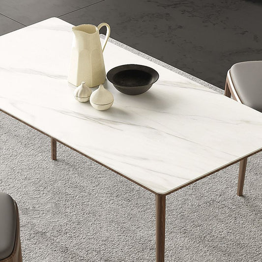 Contemporary Style 1/2/3/4 Pieces Dining Chairs Set Stone Rectangle Furniture in White