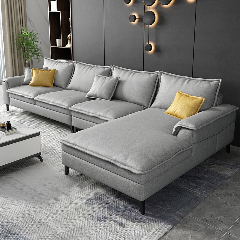 Scandinavian 4-seat Pillow Top Arm Sectional 37.4" High Sectional with 4 Pillows Clearhalo 'furn' 'furn_sectionals' 'Furniture' 'Living Room Furniture' 'Sectionals' 1200x1200_d6458611-71b6-4e82-b7eb-233c5168ac30