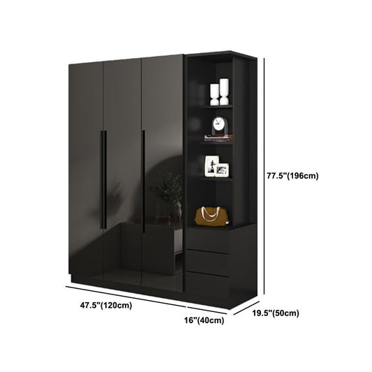 Modern Style Glass Wardrobe Black Colour Wardrobe Closet for Bedroom