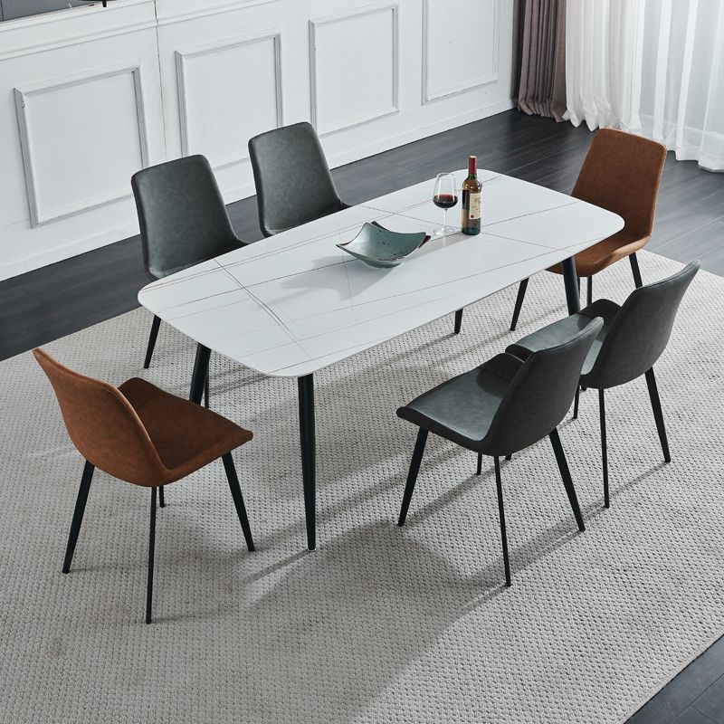 Sintered Stone Dining Table Simple Style 4 Legs Base Rectangle Table for Home Clearhalo ' dining_table' 'Dining Tables & Seating' 'Dining Tables' 'furn' 'furn_dining_table' 'Furniture' 'furniture_dining_table' 'Kitchen & Dining Furniture' 'kitchen&dining_furn' 'kitchen' 'kitchen_dining_table' 1200x1200_d6481b3a-3344-46aa-a338-f9b9760e10b8