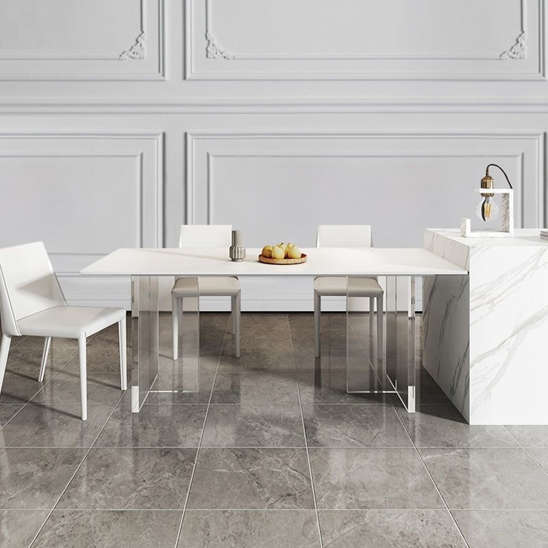Modern Sintered Stone Top Dining Table Rectangle Table with Plastic Base