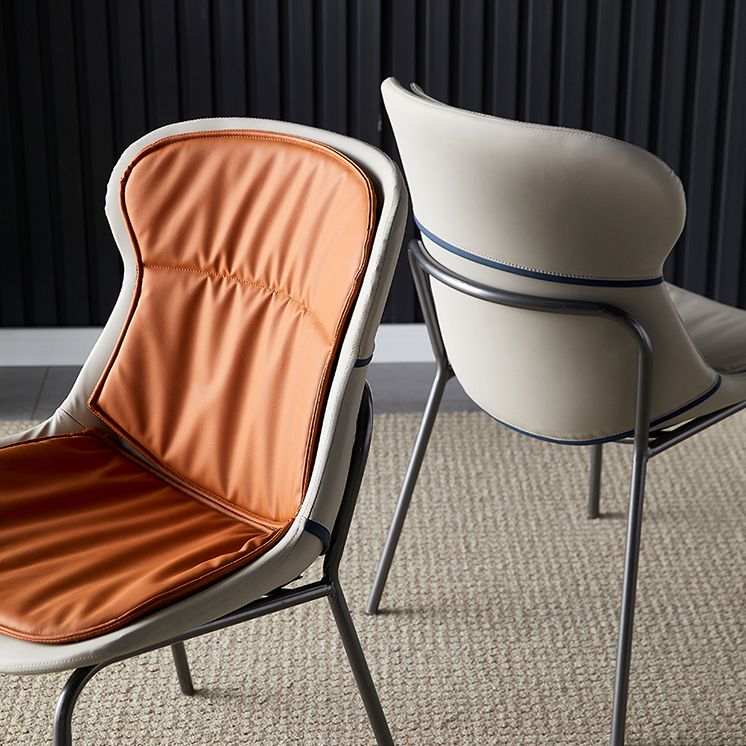 Industrial Style Leather Dining Armless Chairs Solid Back Dining Chair for Kitchen Clearhalo ' kitchen&dining_furn' 'Dining Chairs' 'Dining Tables & Seating' 'dining_chair' 'furn' 'furn_dining_chair' 'Furniture' 'furniture_dining_chair' 'Kitchen & Dining Furniture' 'kitchen' 1200x1200_d64872e1-9377-42b9-85a2-b176470767f4