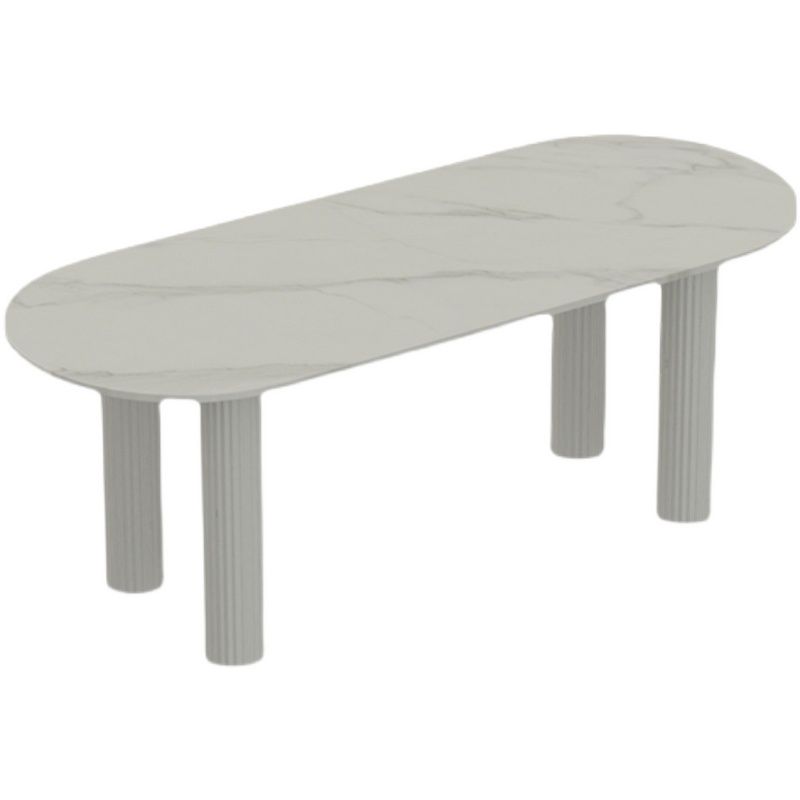 Stone Oval Dining Table Simple White Furniture with Solid Wood Double Pedestal Clearhalo 'Dining Tables & Seating' 'Dining Tables' 'dining_table' 'furn' 'furn_dining_table' 'Furniture' 'Kitchen & Dining Furniture' 1200x1200_d64b21c0-7cfa-472f-a4e4-766f11f4356b