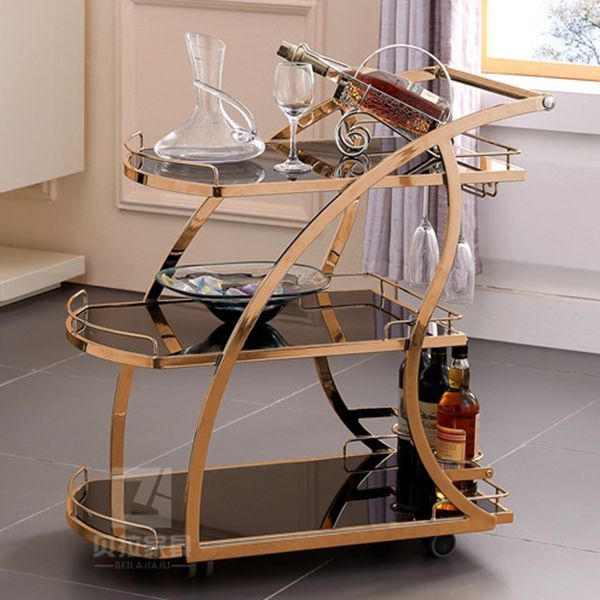 Modern Metal Prep Table with Wine Rack Home Dining Prep Table