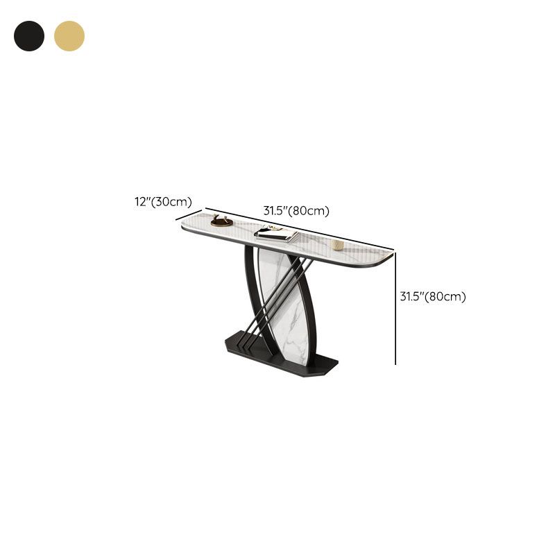 Mesa de acento de hierro de Glam Stone Mesa de sofá de la consola de media luna para Hall