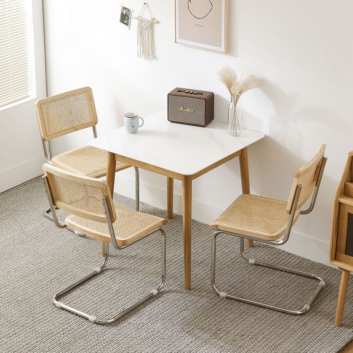 White Tone Dining Table Sintered Stone Table Industrial Style with 4 Legs Clearhalo ' dining_table' 'Dining Tables & Seating' 'Dining Tables' 'furn' 'furn_dining_table' 'Furniture' 'furniture_dining_table' 'Kitchen & Dining Furniture' 'kitchen&dining_furn' 'kitchen' 'kitchen_dining_table' 1200x1200_d64d2162-9811-4024-b02a-c56120c8a162