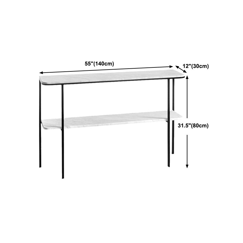 Tabella della console di marmo moderna 12 "W Rettangolo 1 Tavolo di accento per la sala per Hall