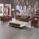 Chesterfield dunkelbraunes Sofa Apartment Tuxedo Arm liebt echtes Ledersofa