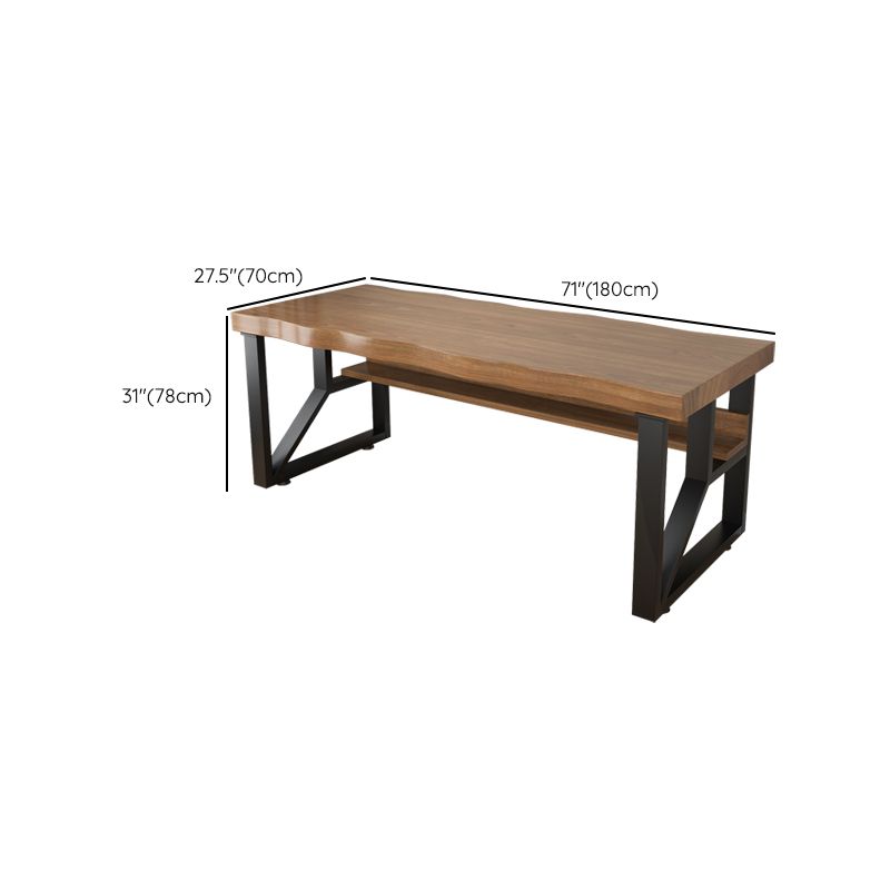 Bruin Industrial Writing Desk rechthoekige vaste houten computer bureau