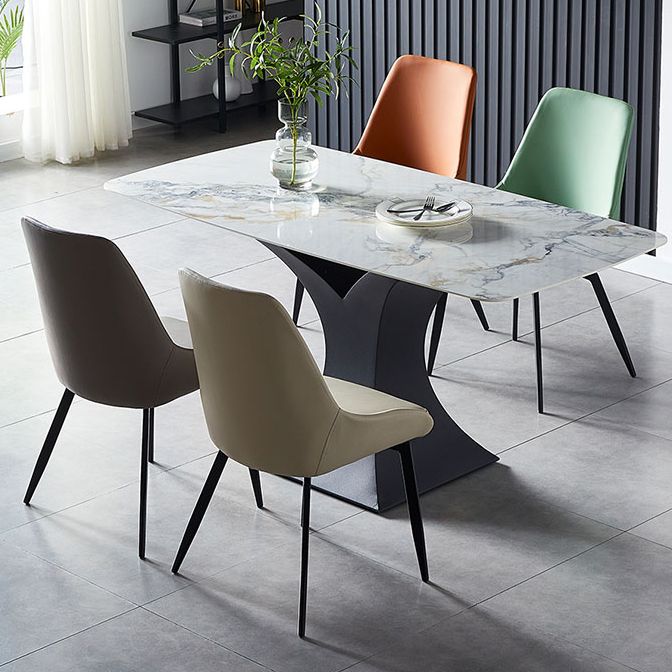 Contemporary Style Leather Dining Chair of 18" Wide Parsons Chair for Home Clearhalo ' kitchen&dining_furn' 'Dining Chairs' 'Dining Tables & Seating' 'dining_chair' 'Furniture' 'furniture_dining_chair' 'Kitchen & Dining Furniture' 'kitchen' 1200x1200_d64f0576-95a5-4674-b7c1-920f9aa9c999