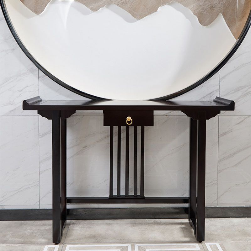 Rectangle Contemporary Console Table Dark Brown Wood Console Sofa Table