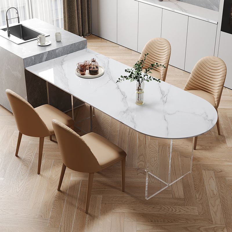 Steen eettafel Home Dinner meubels met acryl dubbel voetstuk voor een klein appartement