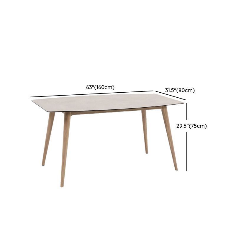 Modern Rectangle Ceramic Top Dining Table with Wood Legs for Living Room Clearhalo 'Dining Tables & Seating' 'Dining Tables' 'dining_table' 'furn' 'furn_dining_table' 'Furniture' 'Kitchen & Dining Furniture' 1200x1200_d6502ceb-9caa-48c4-9c44-8e13a89dacca