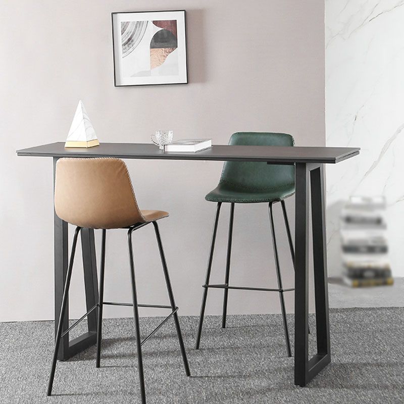 Nordic Backrest Counter Stool Iron Kitchen Bar Stool with Leather Cushion and Pedal Clearhalo 'Bar Furniture' 'Bar Stools' 'bar_stools' 'furn' 'furn_bar_stools' 'Furniture' 'furniture_bar_stools' 'Kitchen & Dining Furniture' 1200x1200_d651253d-4eac-4320-b560-b88a5b56b71f