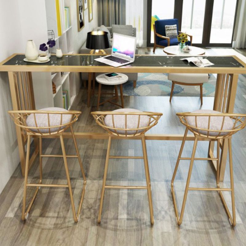 Stone Bar Dining Table Glam Rectangle Bar Table with Trestle Pedestal for Dining Room Cafe Clearhalo 'Bar Furniture' 'Bar Tables' 'bar_tables' 'furn' 'furn_bar_tables' 'Furniture' 'Kitchen & Dining Furniture' 1200x1200_d6546549-5bcf-40f2-95b1-70d260e4846a