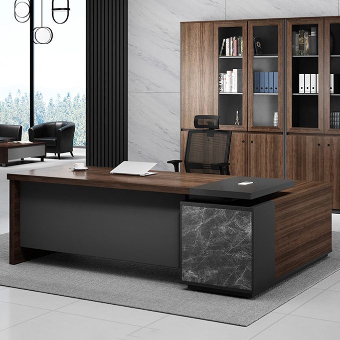 Contemporary Style Office Desk L-Shape Brown Writing Computer Desk Clearhalo 'furn' 'furn_office_desk' 'Furniture' 'Office Desks' 'Office Furniture' 'office_desk' 1200x1200_d654a3e4-071d-4f84-859a-4fb5d6056fa7