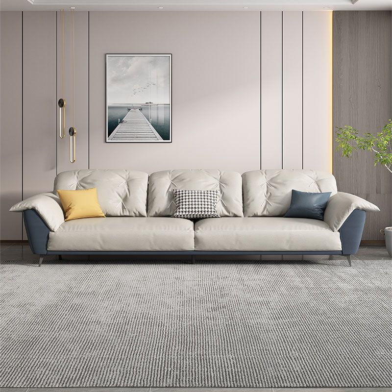 Sewn Pillow Back Sofa Modern Style 34.64" H Faux Leather Sofa Clearhalo 'furn' 'furn_sofas' 'Furniture' 'Living Room Furniture' 'Sofa' 'sofas' 1200x1200_d65529fd-a55d-4533-9d1e-6d12e237b976