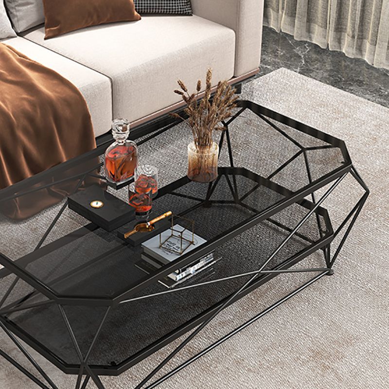 Tavolino moderno in telaio rettangolare in vetro tavolo da cocktail da caffè per soggiorno