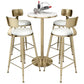 Glam Pedestal Bar Dining Table Faux Marble Cocktail Bar Table with Metal Base