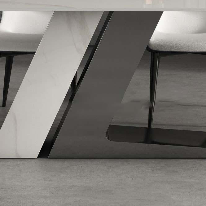 Modern Style Sintered Stone Dining Table Rectangle Table with Metal Legs for Home Use