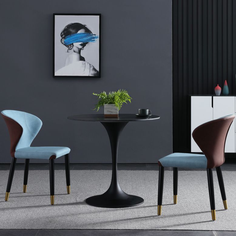 Contemporary Style Sintered Stone Dining Table Metallic Tulip Base Round Table for Home Clearhalo ' dining_table' 'Dining Tables & Seating' 'Dining Tables' 'furn' 'furn_dining_table' 'Furniture' 'furniture_dining_table' 'Kitchen & Dining Furniture' 'kitchen&dining_furn' 'kitchen' 'kitchen_dining_table' 1200x1200_d658dc4c-4248-4c3e-8af7-86cbaed3eb8b