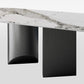Metal Contemporary Rectangular Table Sintered Stone Top Table for Dining Room and Kitchen