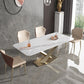 Metal Traditional Luxury Rectangle Table White Sintered Stone Indoor Table for Kitchen Clearhalo ' dining_table' 'Dining Tables & Seating' 'Dining Tables' 'furn' 'furn_dining_table' 'Furniture' 'furniture_dining_table' 'Kitchen & Dining Furniture' 'kitchen&dining_furn' 'kitchen' 'kitchen_dining_table' 1200x1200_d65a310c-f3b3-4181-89b6-de7e4b6eecd3
