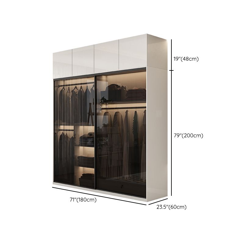 Asta di guardaroba in vetro bianco incluso armadio del guardaroba senza luce