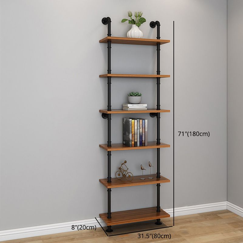 Brown Bookshelf Industrial Style Wall Mounted Bookcase for Home Office Clearhalo 'Bookcases' 'furn' 'furn_bookcases' 'Furniture' 'furniture_bookcases' 'Office Furniture' 1200x1200_d6615d52-f97e-4ddc-bd46-90a6181cd5a8