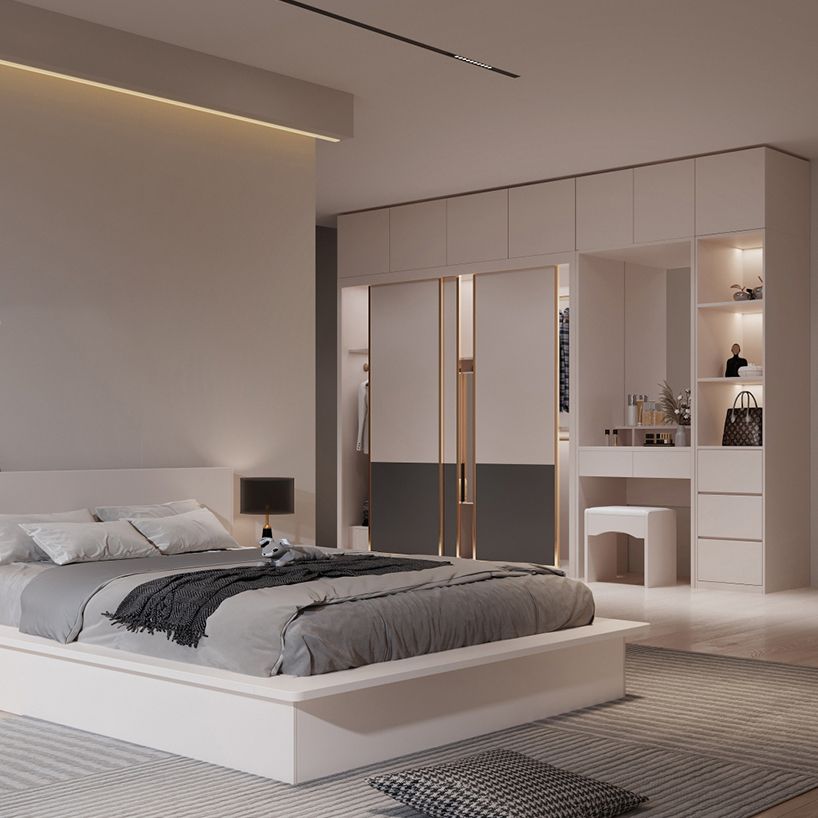 Guardaroba in legno ingegnerizzato armadio moderno in stile moderno con specchio