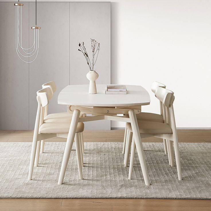 Juego de comedor moderno de piedra redonda con muebles de 1/4/5/7 piezas en blanco