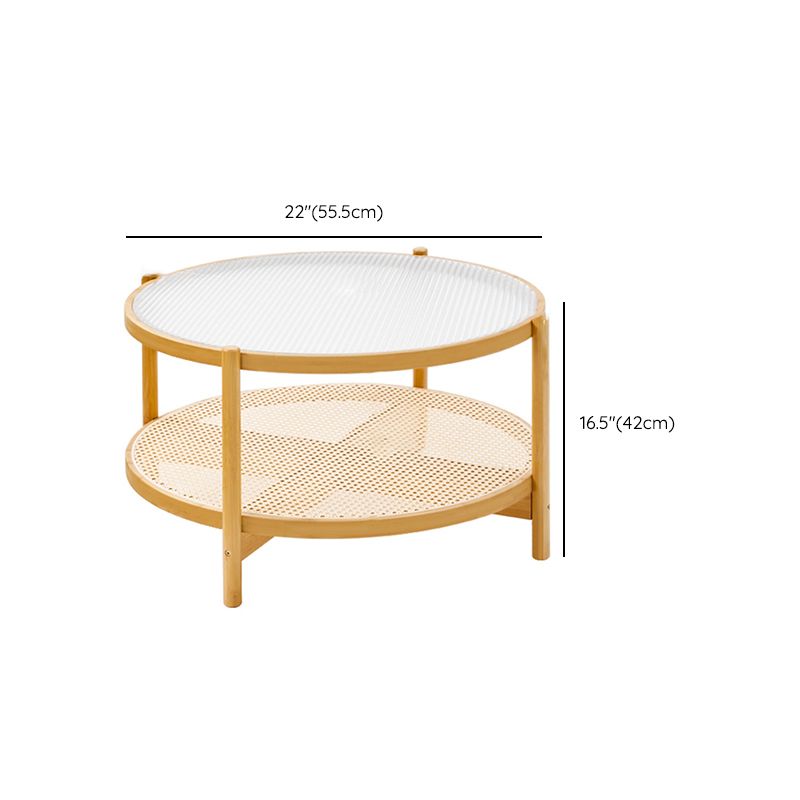 Tropical Coffee Table Glass 4 Legs Storage Round Coffee Cocktail Table Clearhalo 'Coffee & Accent Tables' 'Coffee Tables' 'coffee_tables' 'furn' 'furn_coffee_tables' 'Furniture' 'Living Room Furniture' 1200x1200_d664c6ad-1dae-4074-9f70-e518da400783