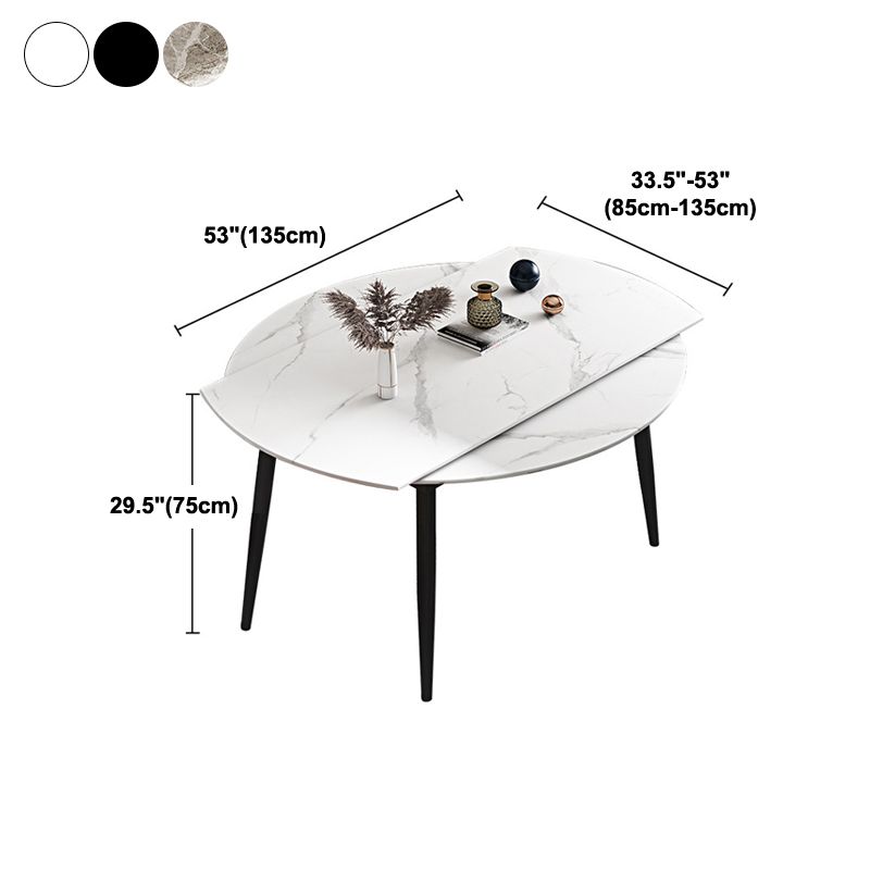Round Sintered Stone Dining Table Modern Extendable Furniture  with 4 Legs in Matte Finish