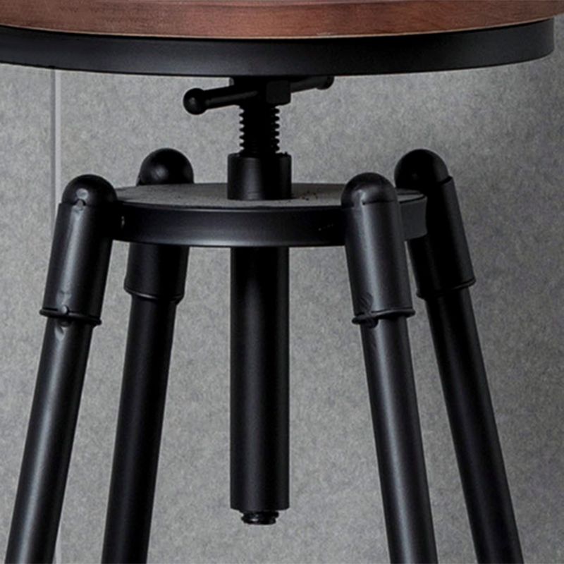 Industrial Iron Adjustable Swivel Barstool Indoor Tall Stool with Round Pine Seat Clearhalo 'Bar Furniture' 'Bar Stools' 'bar_stools' 'furniture_bar_stools' 'Kitchen & Dining Furniture' 'kitchen&dining_furn' 'kitchen' 'kitchen_furn' Furniture' 1200x1200_d667662e-091e-4a17-bd9e-3c7b865b3409
