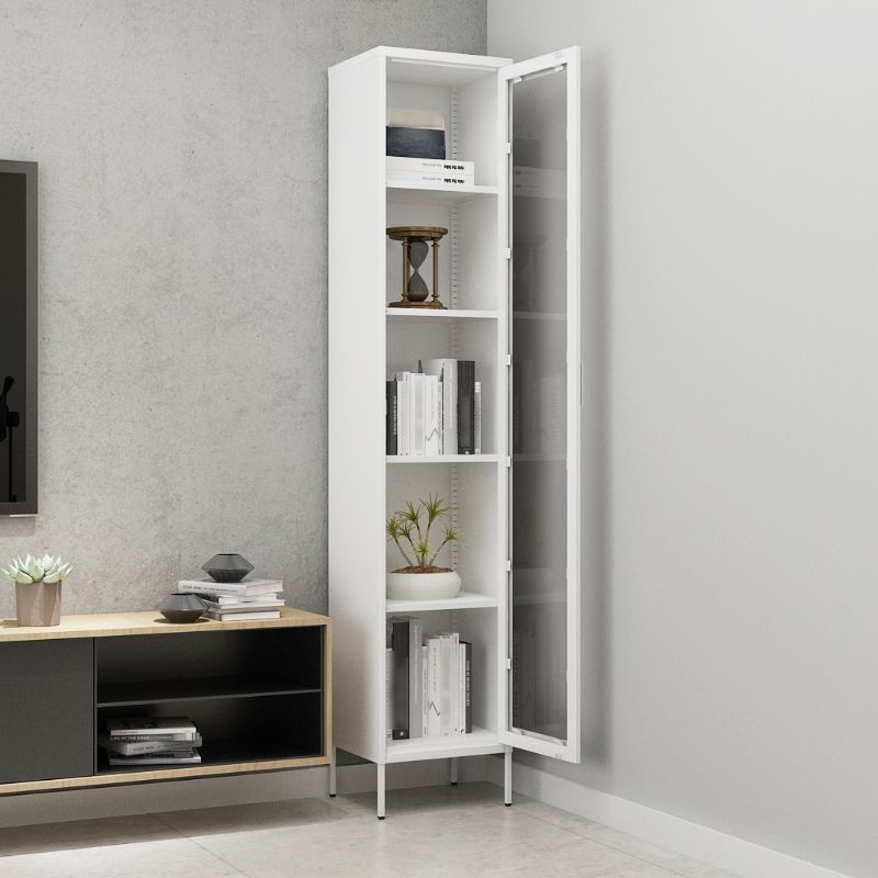 Scandinavian Standard Bookcase Metal Closed Back Bookshelf with Door Clearhalo 'Bookcases' 'furn' 'furn_bookcases' 'Furniture' 'furniture_bookcases' 'Office Furniture' 1200x1200_d668d825-a677-44d0-9d51-c66bc3d8abec
