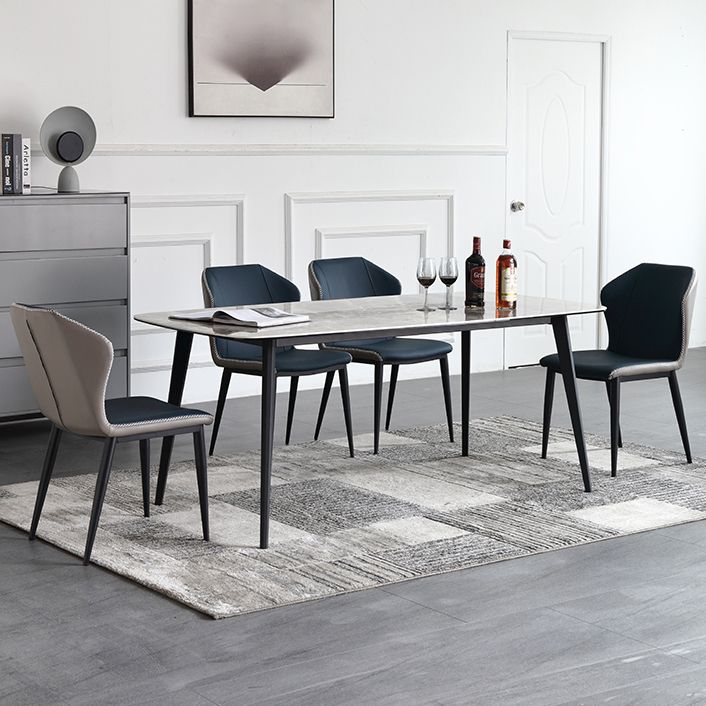 Contemporary Dining Table Sintered Stone Dining Table with 4 Black Legs for Dining Clearhalo ' dining_table' 'Dining Tables & Seating' 'Dining Tables' 'furn' 'furn_dining_table' 'Furniture' 'furniture_dining_table' 'Kitchen & Dining Furniture' 'kitchen&dining_furn' 'kitchen' 'kitchen_dining_table' 1200x1200_d66990f8-c2a6-479a-9829-62e8ae9a41bb