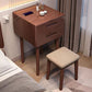 Traditional Solid Wood 2 Drawers Vanity Table with Mirror and Stool