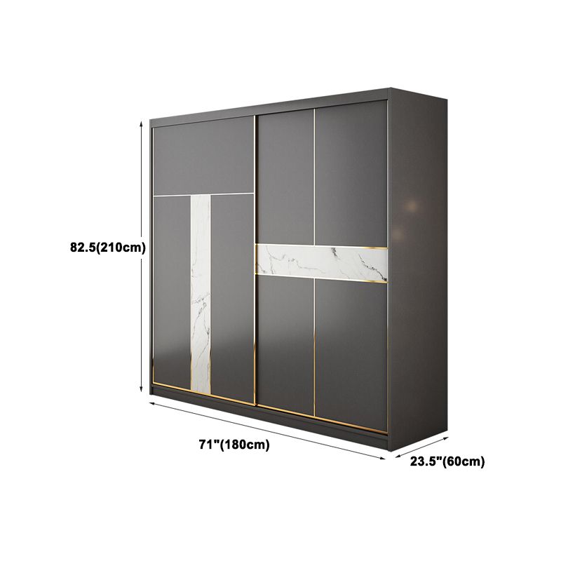 Hedendaagse stijl Garderobe Armoire Gray Engineered Wood Garderobe