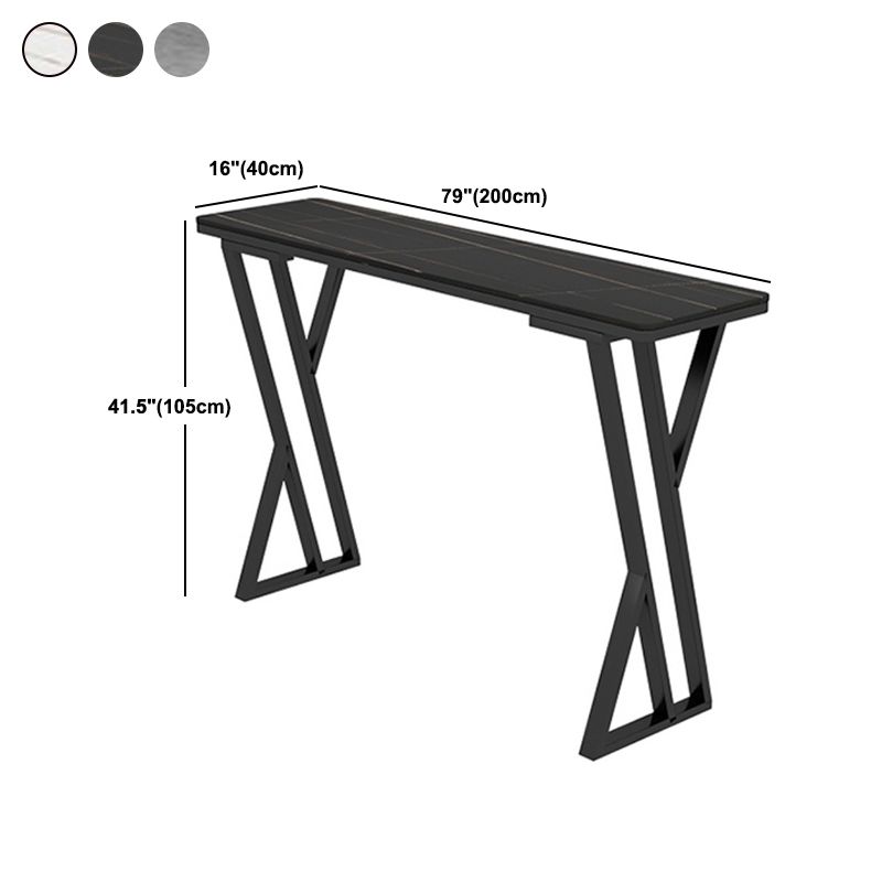 Tavolo da bar rettangolare in pietra sinterizzato tavolo da barra industriale con doppio piedistallo