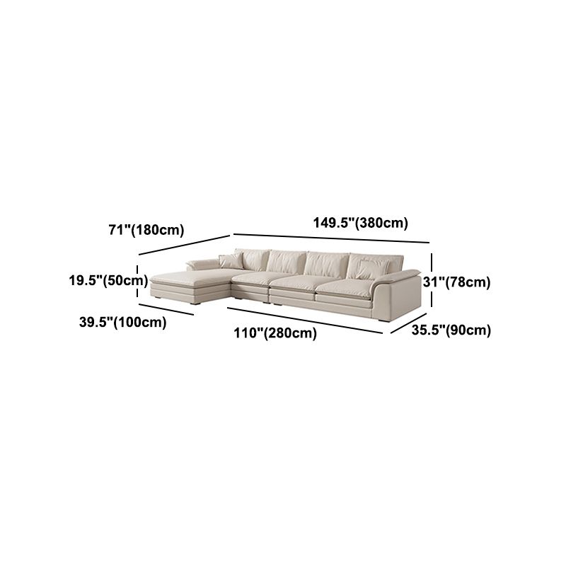 Nordic Sectional Latex Upholstery Filled Leather/flannelette Beige Sofa Clearhalo 'furn' 'furn_sectionals' 'Furniture' 'furniture_sectionals' 'Living Room Furniture' 'Sectionals' 1200x1200_d66b7463-b539-4d14-a704-c01f9e1a76ac