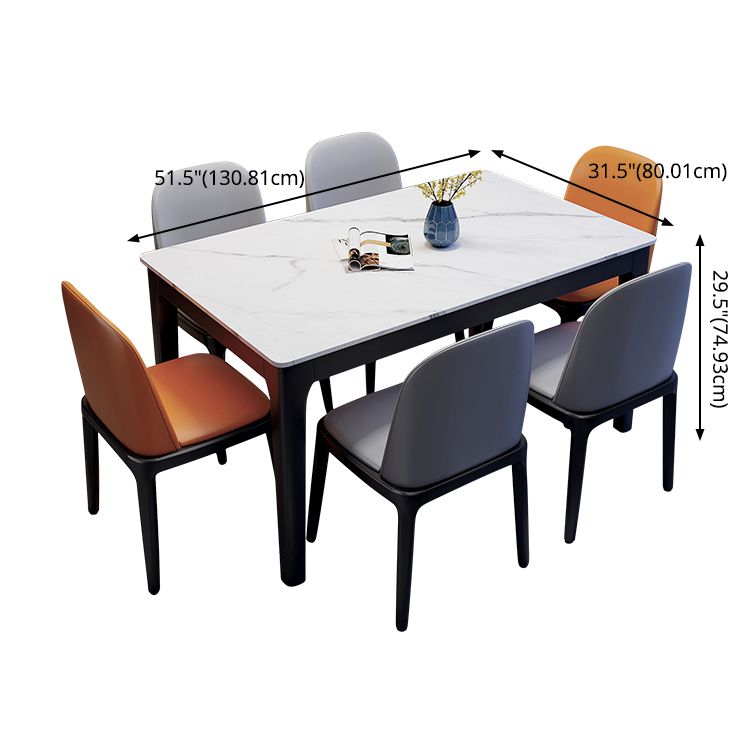 Dining Room Sets Contemporary with Sintered Stone Dining Table and Padded Chairs Clearhalo 'Dining Room Sets' 'Dining Tables & Seating' 'dining_room_set' 'furn' 'furn_dining_room_set' 'Furniture' 'furniture_dining_room_set' 'Kitchen & Dining Furniture' 'kitchen&dining_furn' 'kitchen' 1200x1200_d66c7a5b-8833-4d5c-b54b-98a2b38de959