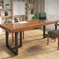 Brown Rectangular Office Bureau en bois Home Writing Bureau avec des jambes en métal