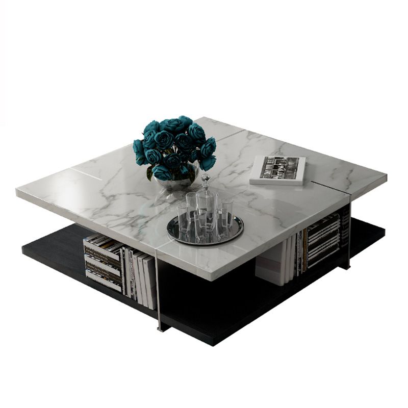 Slate Contemporary Bedroom Pedestal Coffee Table with Storage Shelf Clearhalo 'Coffee & Accent Tables' 'Coffee Tables' 'coffee_tables' 'furn' 'furn_coffee_tables' 'Furniture' 'Living Room Furniture' 1200x1200_d66cca02-c346-4e52-bc19-f37eab82820a
