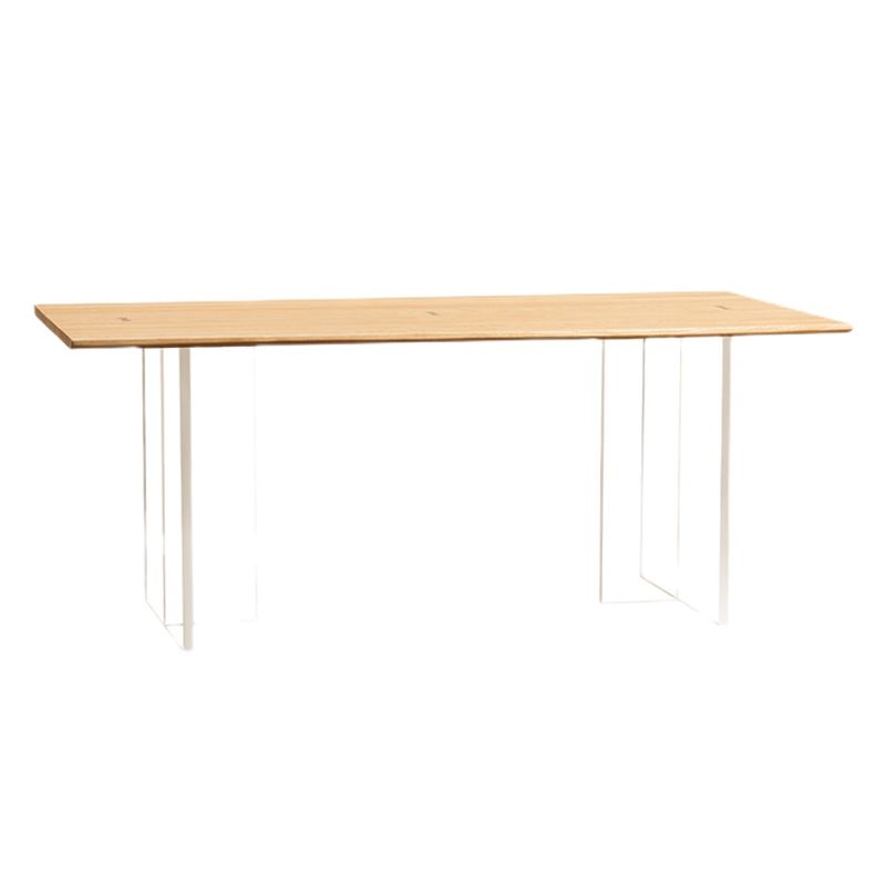 Rectangle Pine Wood Dining Table Modern Kitchen Table with Acrylic Double Pedestal Clearhalo 'Dining Tables & Seating' 'Dining Tables' 'dining_table' 'furn' 'furn_dining_table' 'Furniture' 'furniture_dining_table' 'Kitchen & Dining Furniture' 1200x1200_d66e4a9c-d7a9-4b5b-8451-2d534287f5c4