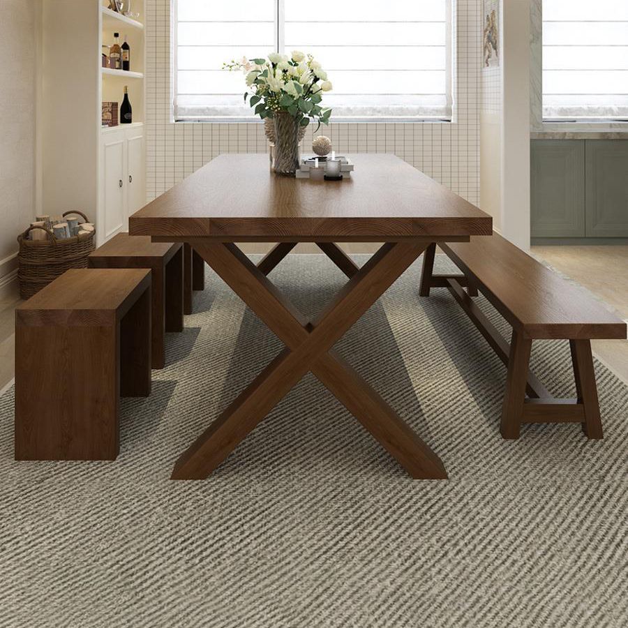 Mesa de comedor de madera de estilo industrial Mesa de comedor rectangular con patas de madera