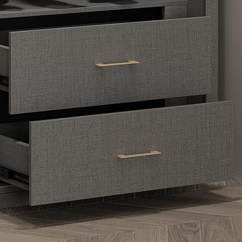 Contemporary Glass Wardrobe Gray Colour Wardrobe Closet with Garment Rod