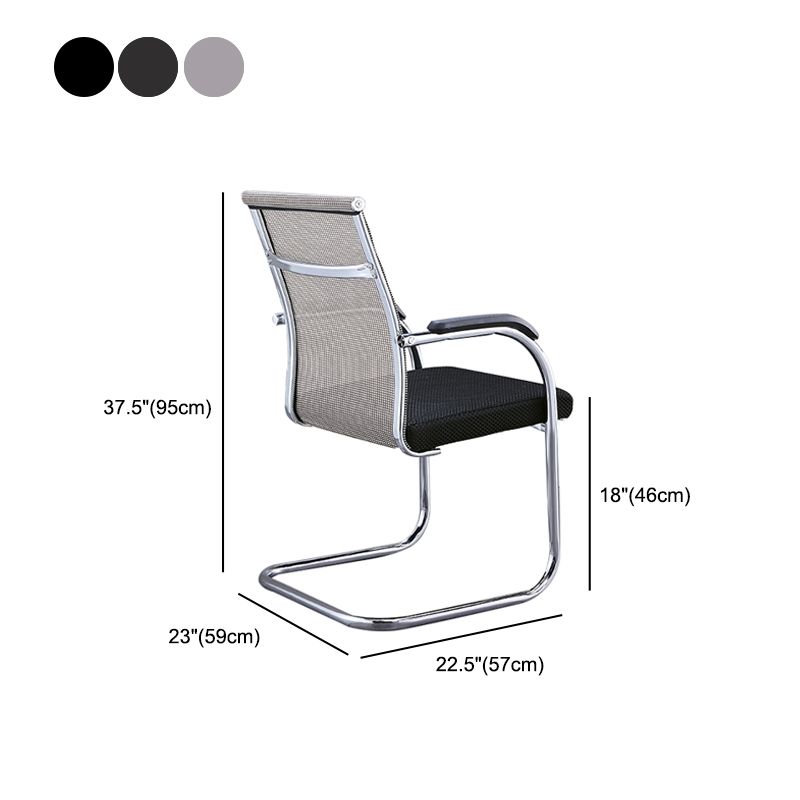 Silver Metal Modern Office Chair Mid and High Back Mesh and Leather Conference Chair Clearhalo 'furn' 'furn_office_chair' 'Furniture' 'Office Chairs' 'Office Furniture' 'office_chair' 1200x1200_d67461a4-4b1d-44ff-a7ce-bf59aa463040