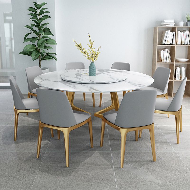 Glam Style Stone Round Dining Table with Gold Base for Living Room Clearhalo 'Dining Tables & Seating' 'Dining Tables' 'dining_table' 'furn' 'furn_dining_table' 'Furniture' 'Kitchen & Dining Furniture' 1200x1200_d6750318-09a8-4114-824e-1b3f44626b72
