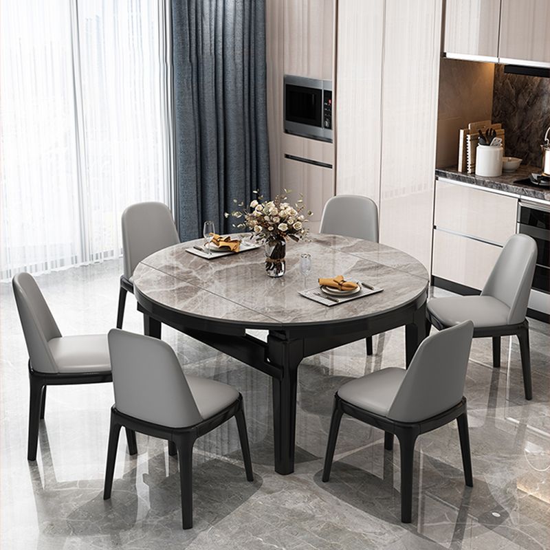 Sintered Stone Dining Table Round Dinner Table with Rubberwood Frame for Dining Room